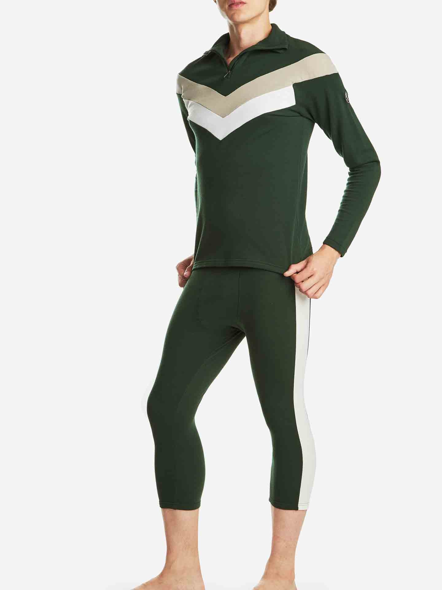 Voss Colblock Zip Up Men Olive Green