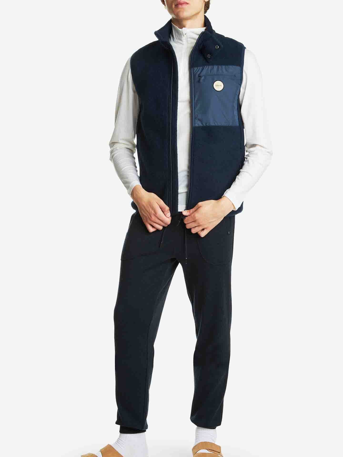 Fonna Wool Fleece Vest Men Navy Blue