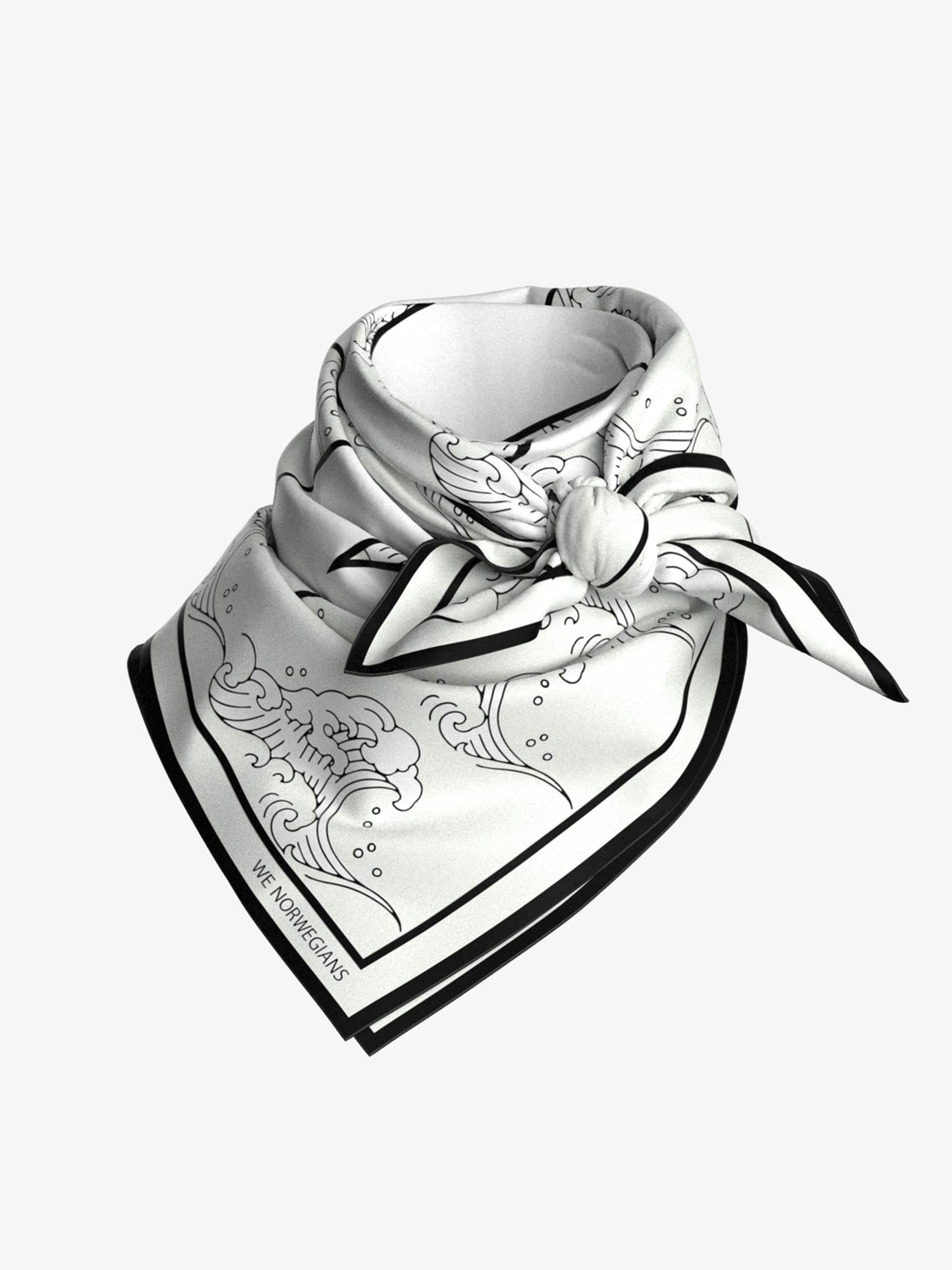 Wavy Silk Scarf White