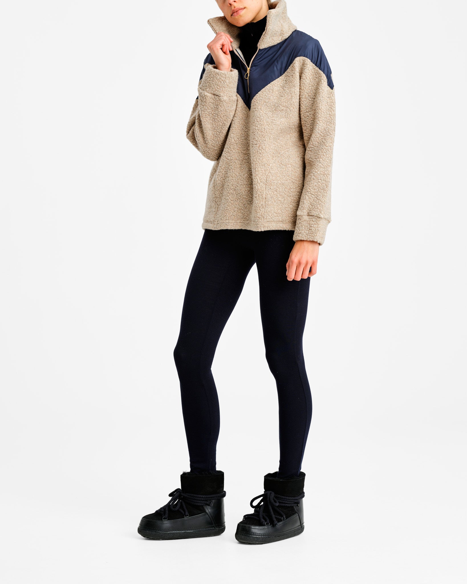 Alta Shearling Zip-Up Women Camel