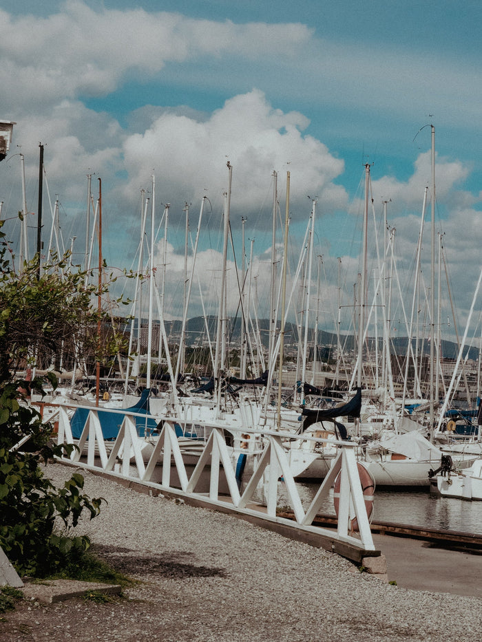 Norwegian marina with boats parked
