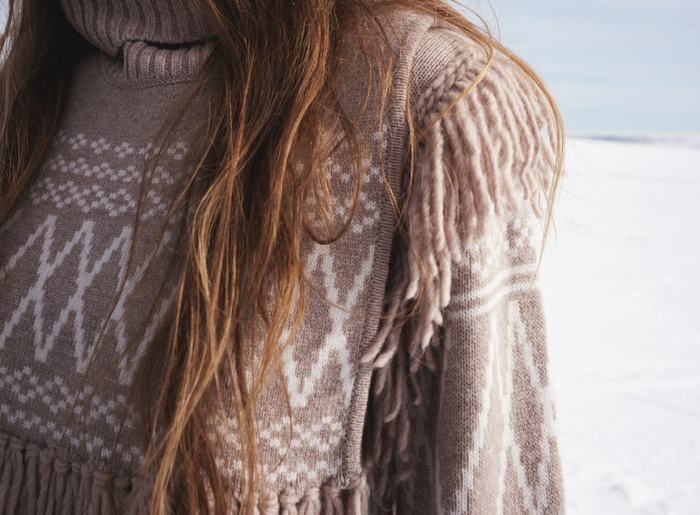 We Norwegians | FW25 | Woman wearing the Setesdal Sweater in colors 