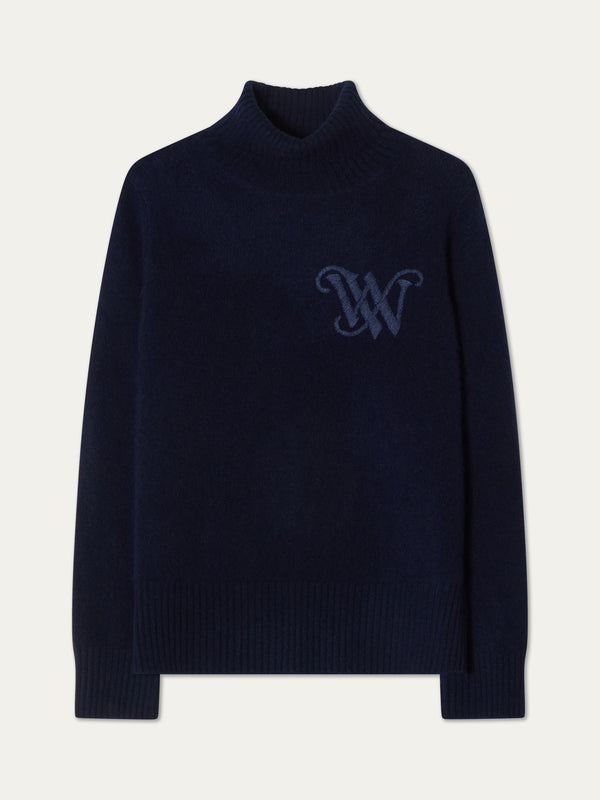 Monogram Cashmere Sweater Women – Navy Blue
