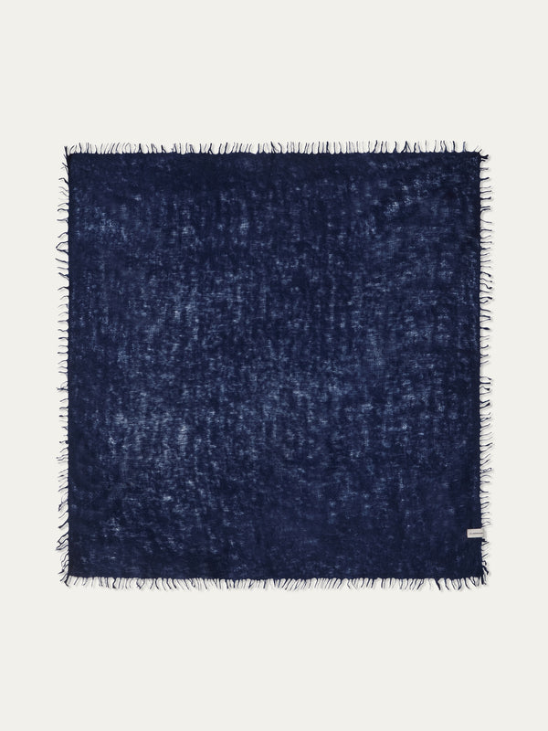 Monogram Cashmere Scarf – Navy Blue